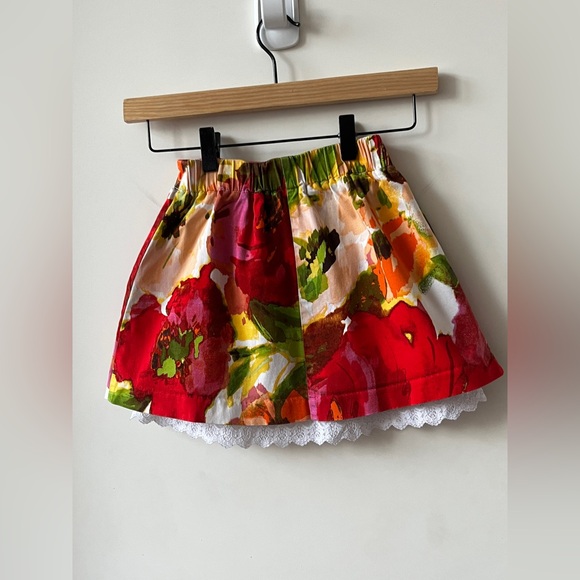 Paper Doll Colorful Floral Girls Skirt with ruffle - Picture 1 of 11